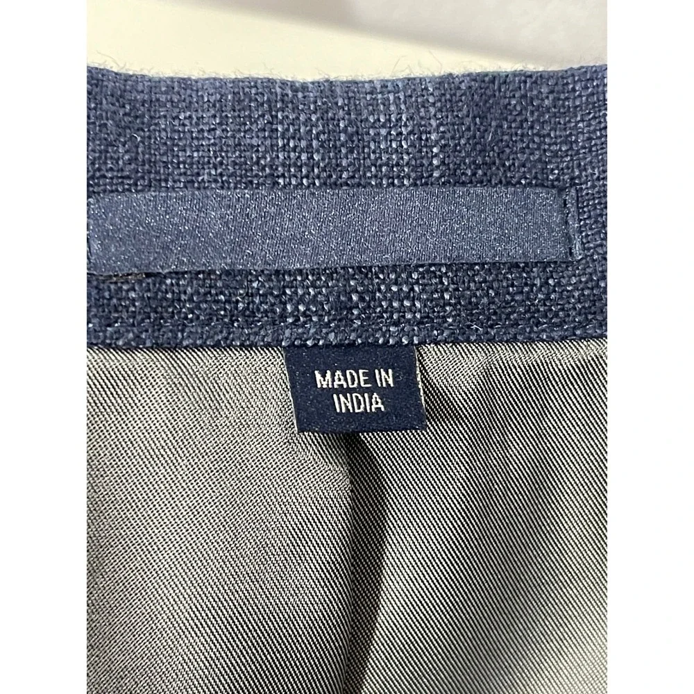 Jos. A. Bank 1905 Mens 41 Long Navy Blue Linen‎ Cotton Plaid Blazer Tailored Fit